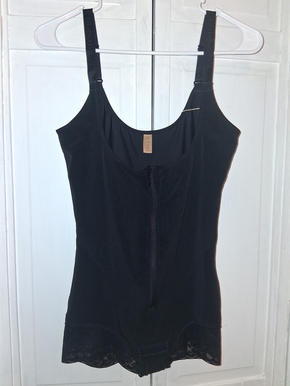Shapellx Black Sculpting Bodysuit Shapewear with Front Zipper
